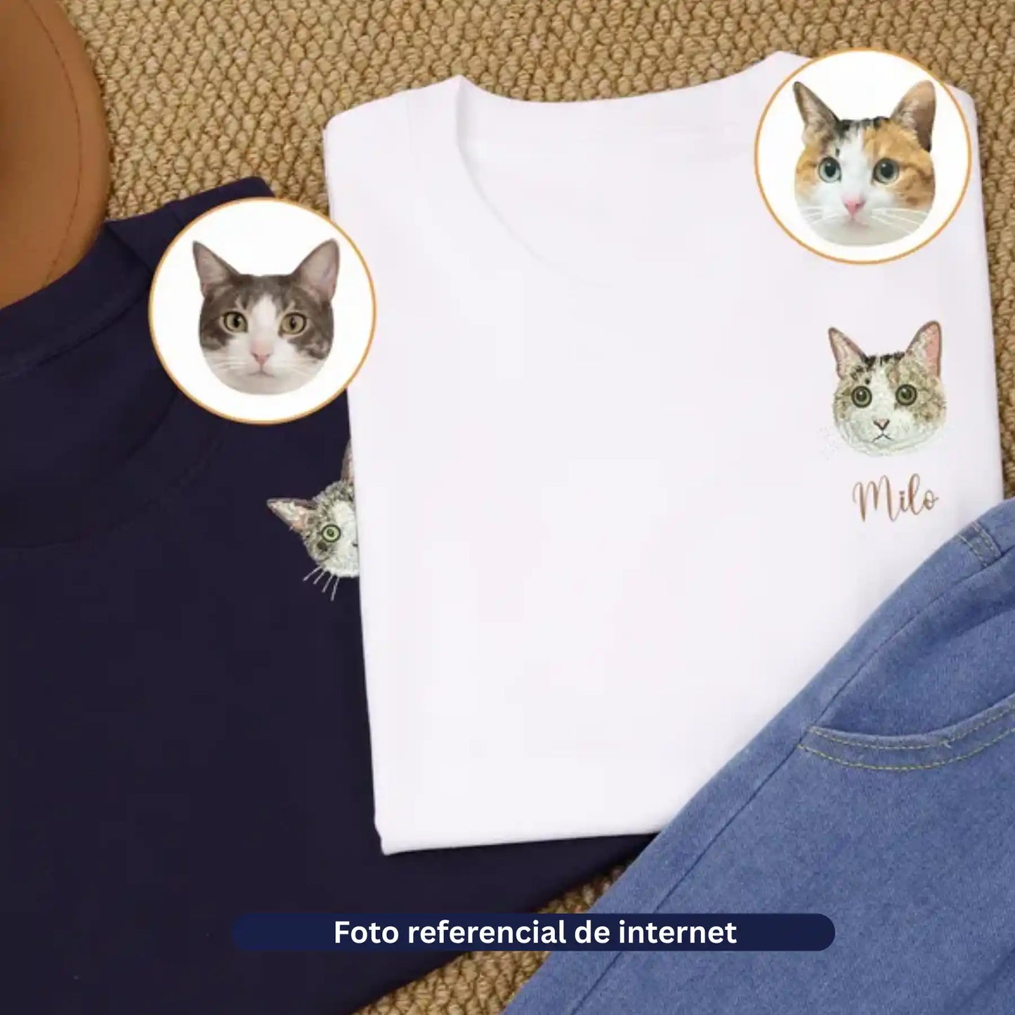 Cara de tu Mascota en Bordado Hiper Realista - Polerón Polo