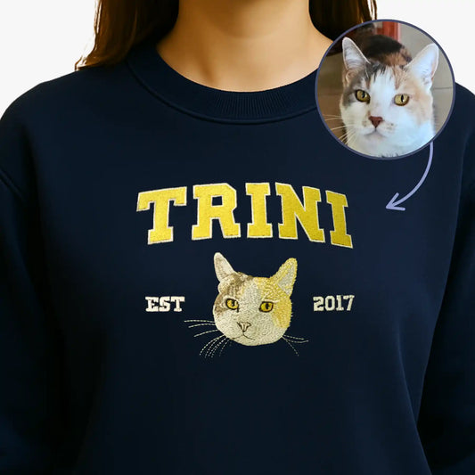 Cara de tu Mascota en Bordado Hiper Realista Estilo College - Polerón Polo