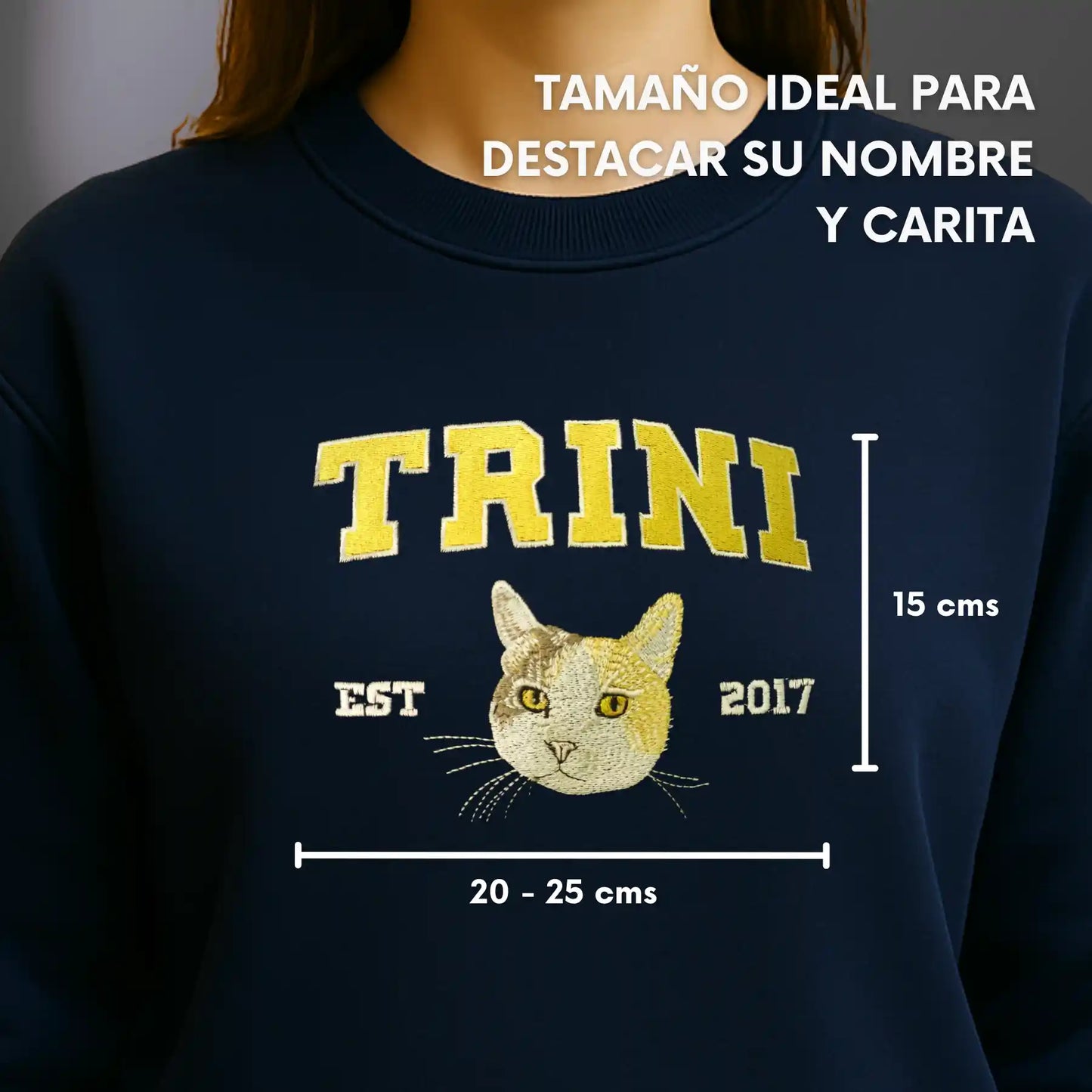 Cara de tu Mascota en Bordado Hiper Realista Estilo College - Polerón Polo