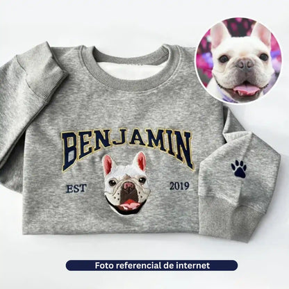 Cara de tu Mascota en Bordado Hiper Realista Estilo College - Polerón Polo