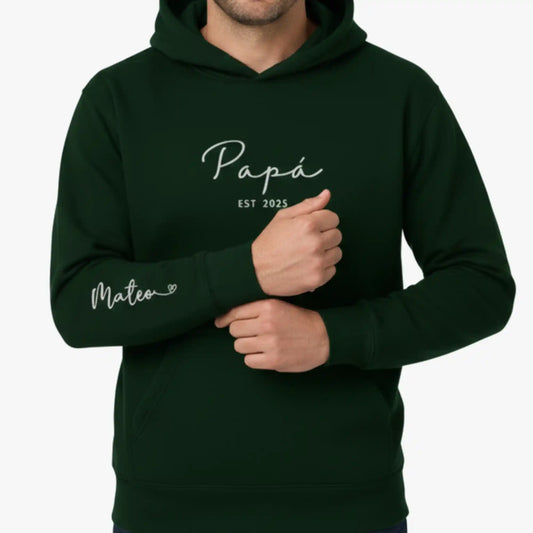 Papá Desde - Personalizado con Año y Manga - Polerón Canguro