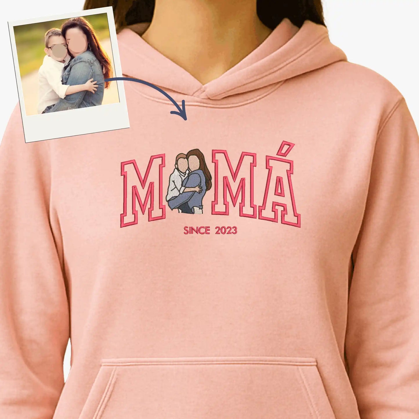 Mamá o Mom - Tu Foto en Bordado - Polerón Canguro