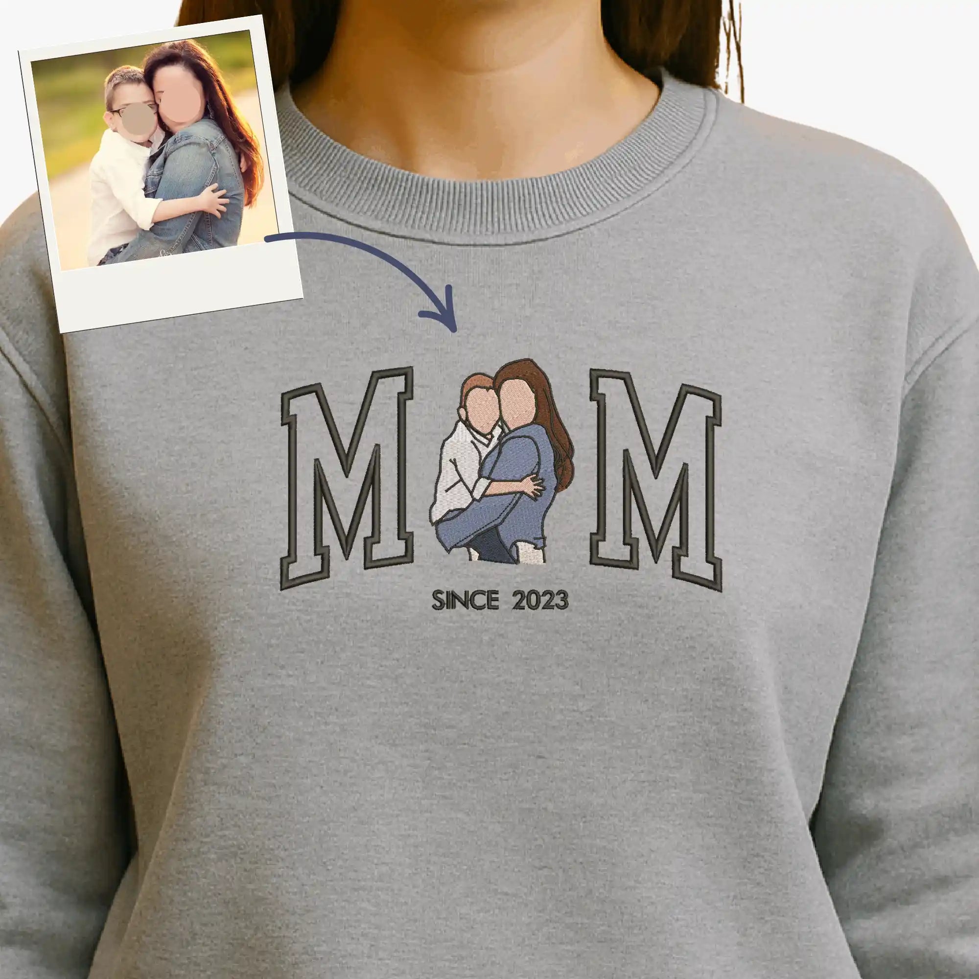 Mamá o Mom - Tu Foto en Bordado - Polerón Polo