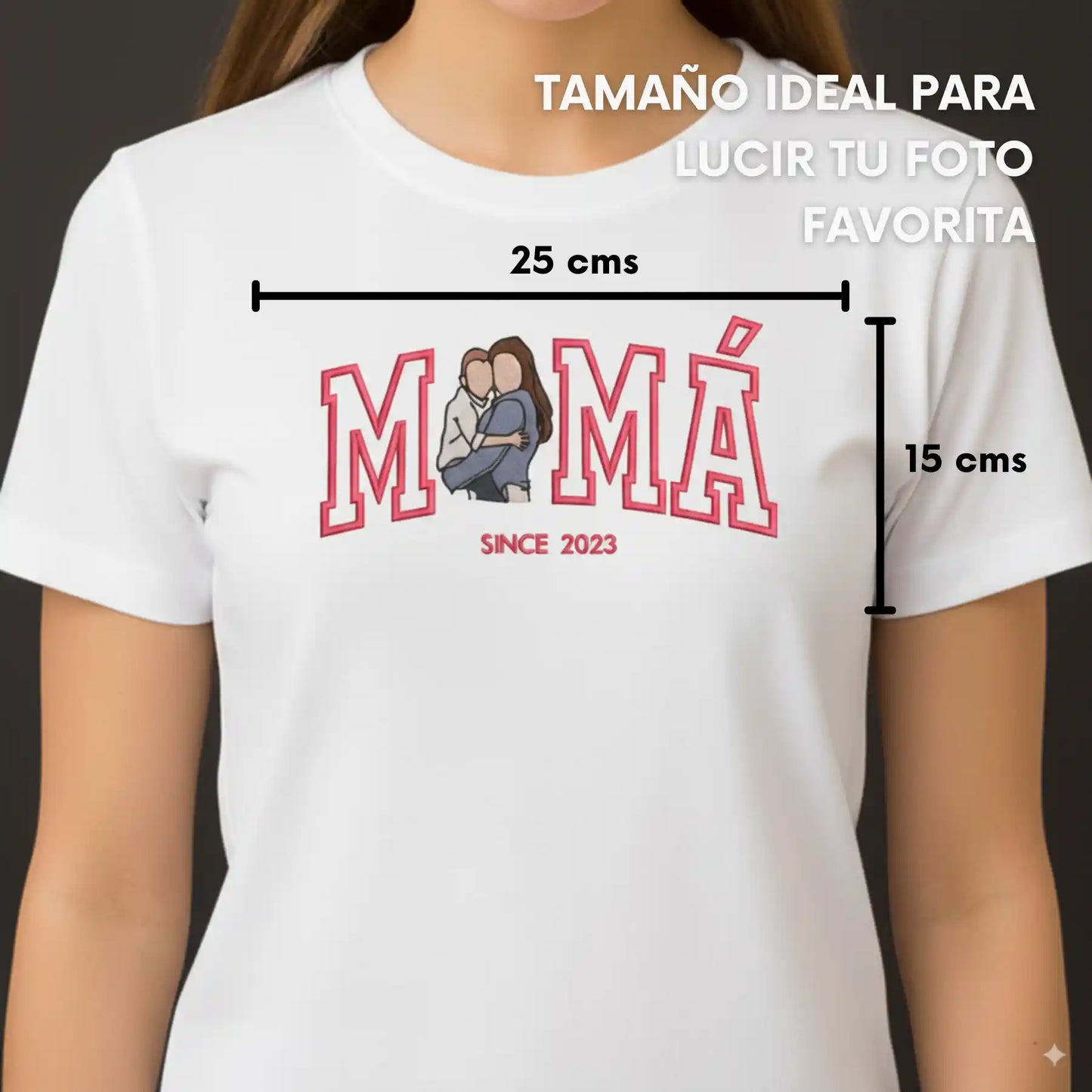 Mamá o Mom - Tu Foto en Bordado - Polera Manga Corta