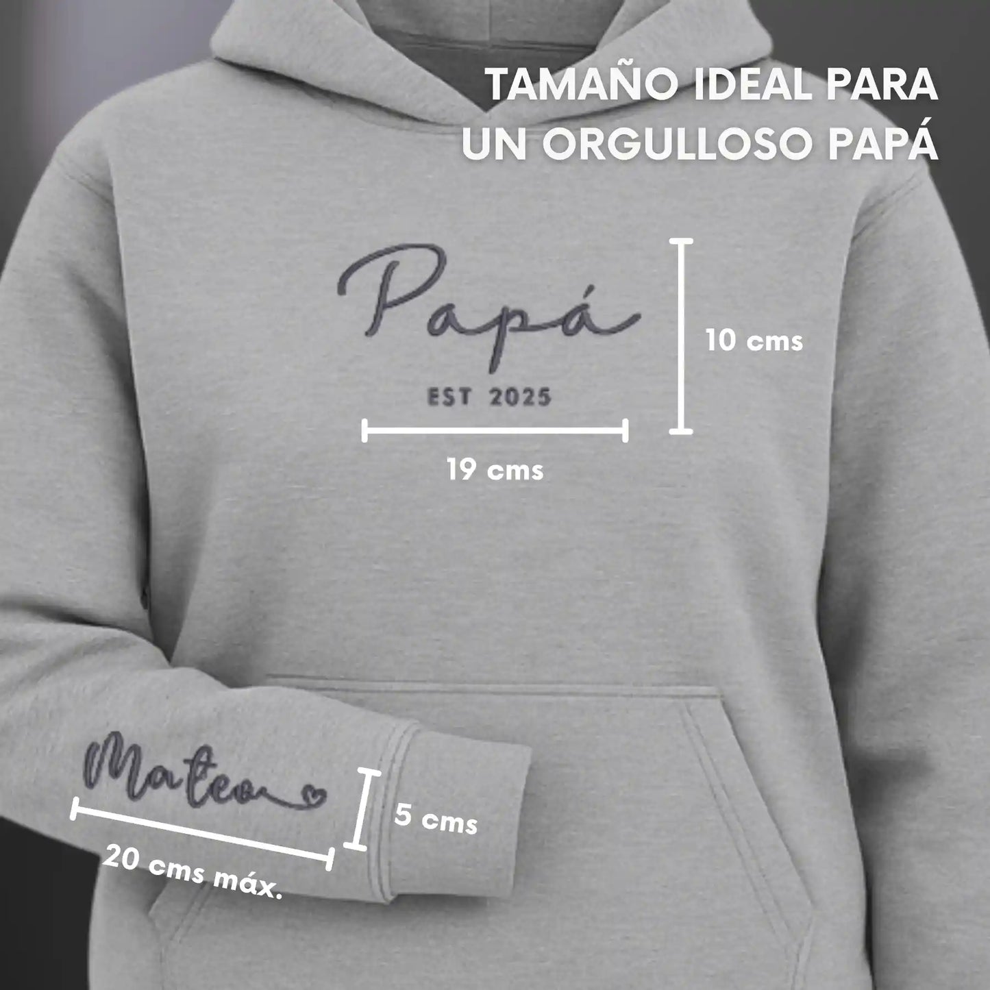 Papá Desde - Personalizado con Año y Manga - Polerón Canguro