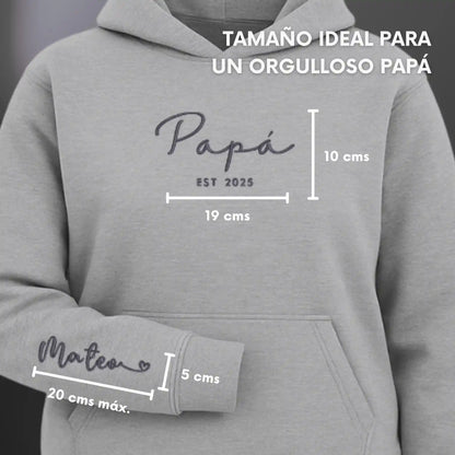 Papá Desde - Personalizado con Año y Manga - Polerón Canguro