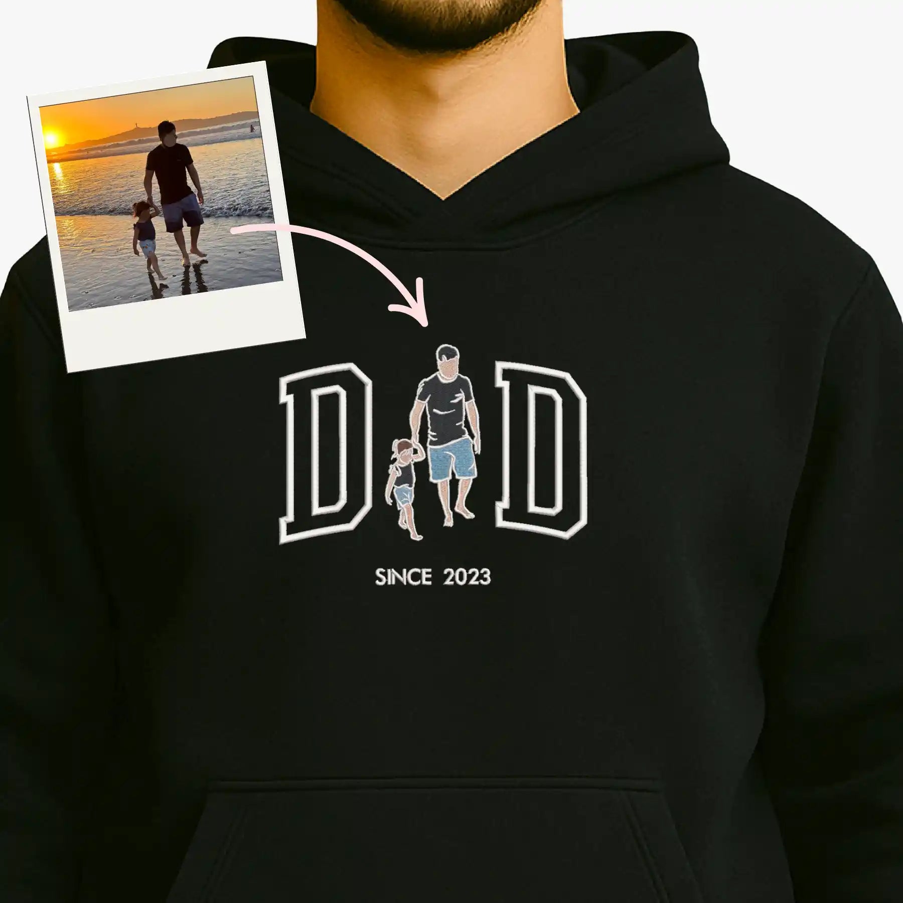 Papá o Dad - Tu Foto en Bordado - Polerón Canguro