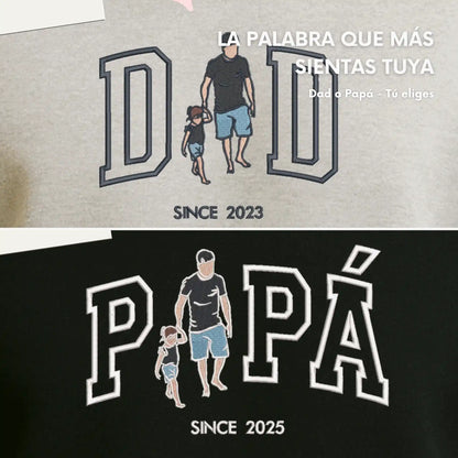 Papá o Dad - Tu Foto en Bordado - Polera Manga Corta