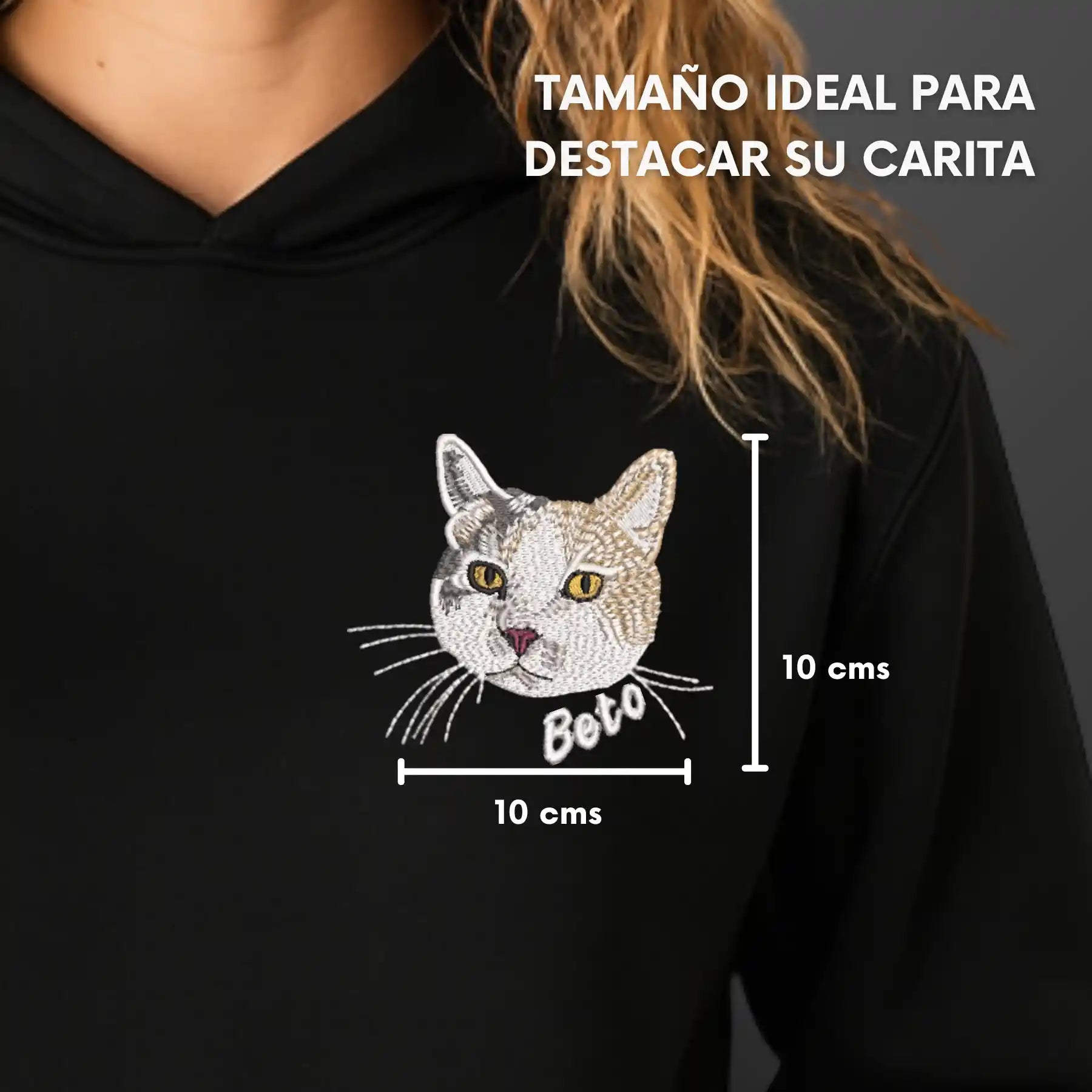 Cara de tu Mascota en Bordado Hiper Realista - Polerón Canguro