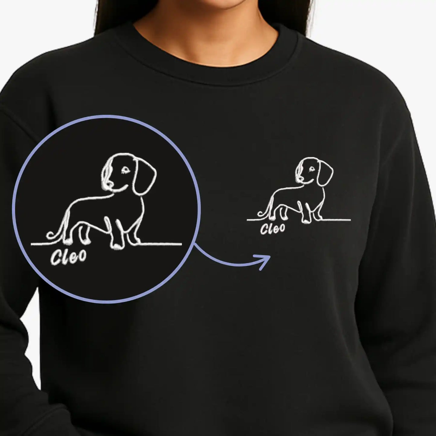 Silueta de Perro Minimalista Bordado - Polerón Polo