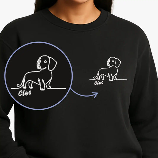 Silueta de Perro Minimalista Bordado - Polerón Polo