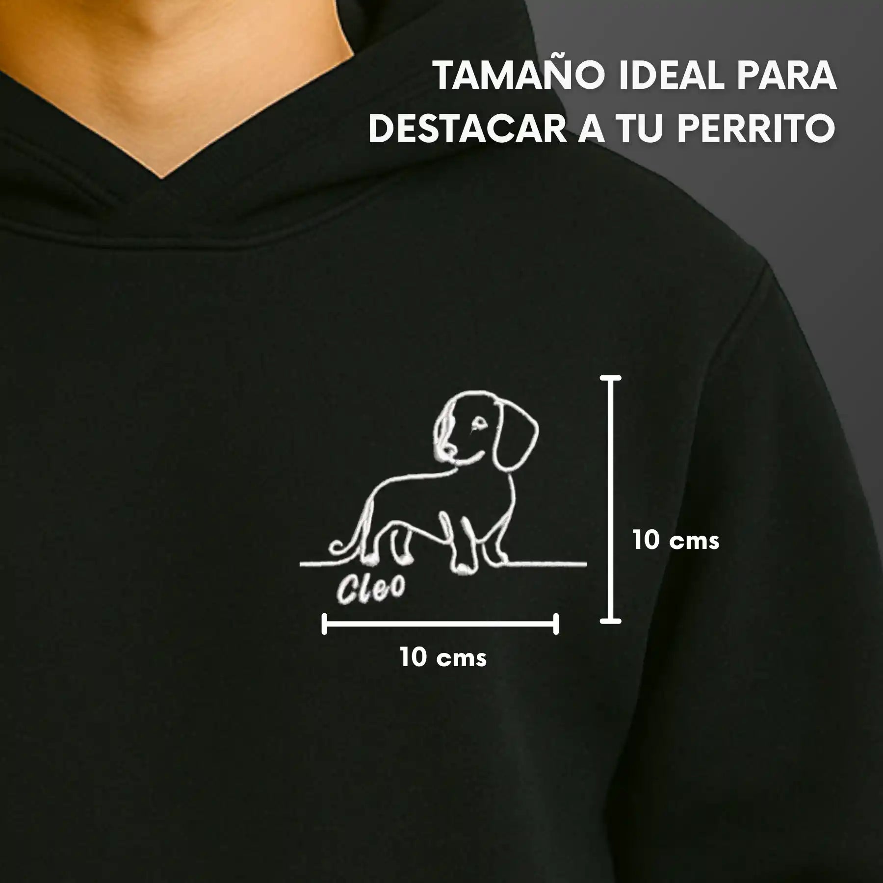 Silueta de Perro Minimalista Bordado - Polerón Canguro