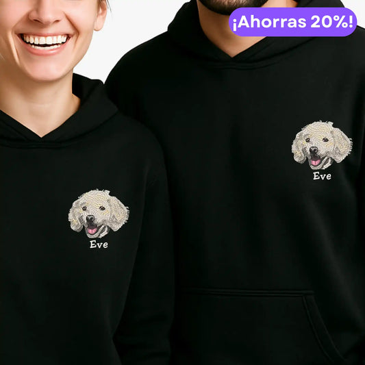 Pack 2 Polerones con Cara de tu Mascota en Bordado Hiper Realista