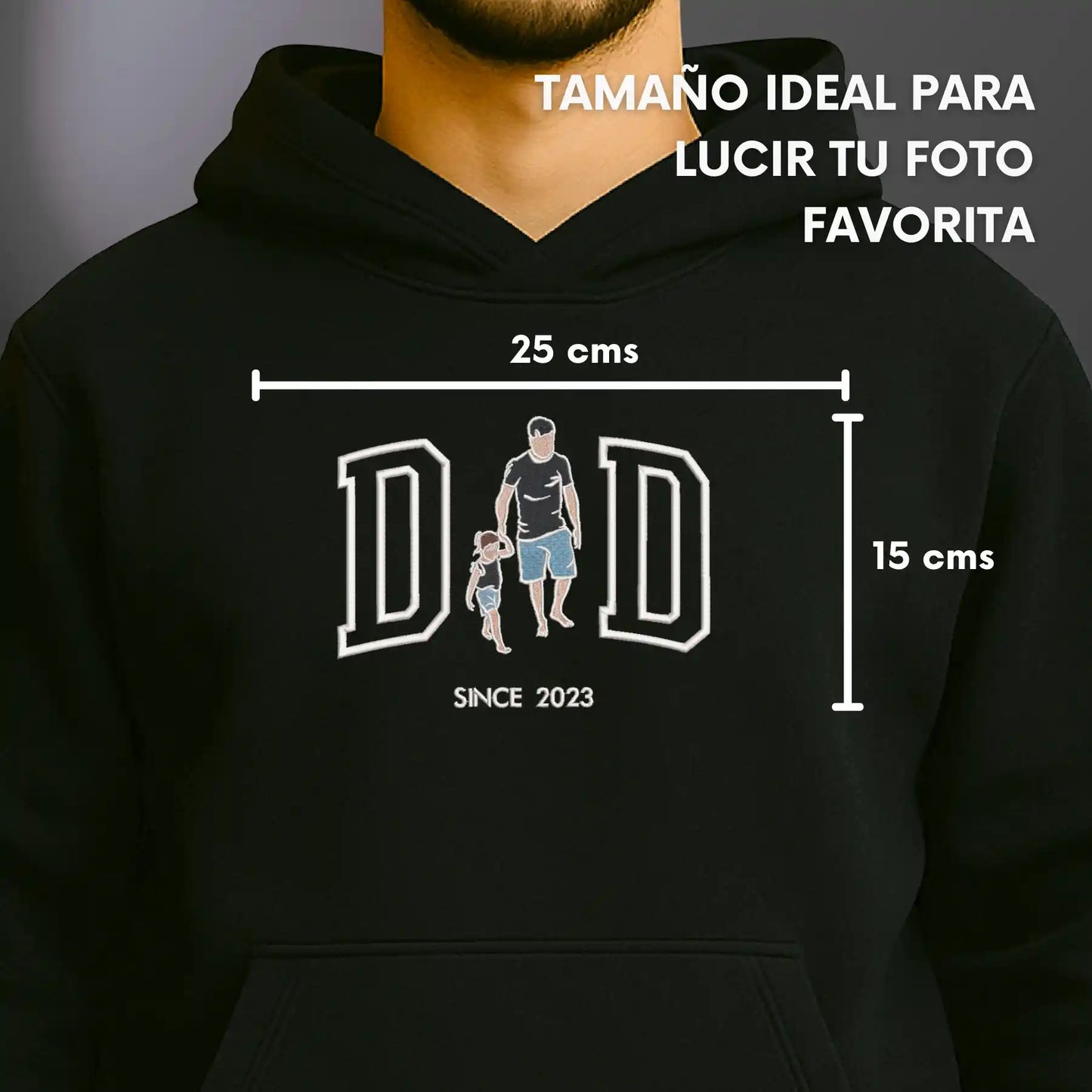 Papá o Dad - Tu Foto en Bordado - Polerón Canguro