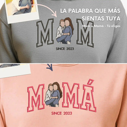 Mamá o Mom - Tu Foto en Bordado - Polera Manga Corta