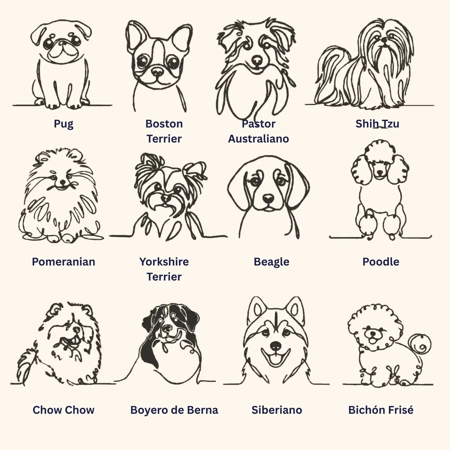 Silueta de Perro Minimalista Bordado - Polerón Canguro